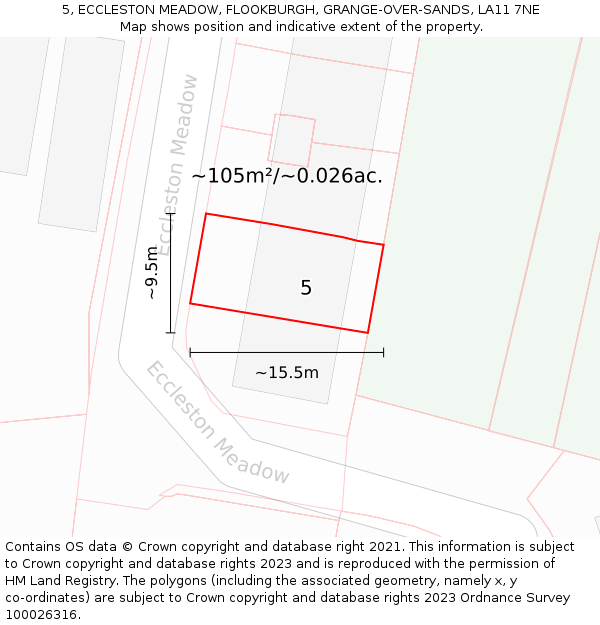5, ECCLESTON MEADOW, FLOOKBURGH, GRANGE-OVER-SANDS, LA11 7NE: Plot and title map
