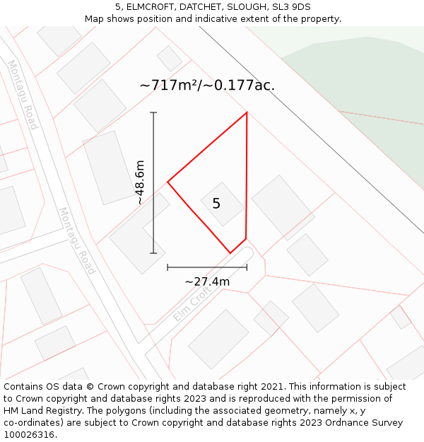 5, ELMCROFT, DATCHET, SLOUGH, SL3 9DS: Plot and title map