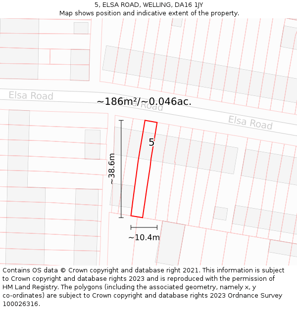 5, ELSA ROAD, WELLING, DA16 1JY: Plot and title map