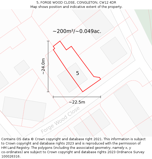 5, FORGE WOOD CLOSE, CONGLETON, CW12 4DR: Plot and title map