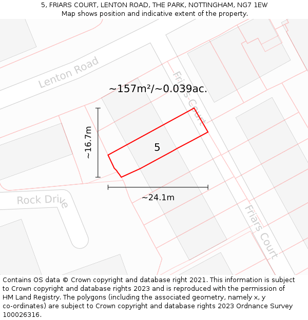 5, FRIARS COURT, LENTON ROAD, THE PARK, NOTTINGHAM, NG7 1EW: Plot and title map