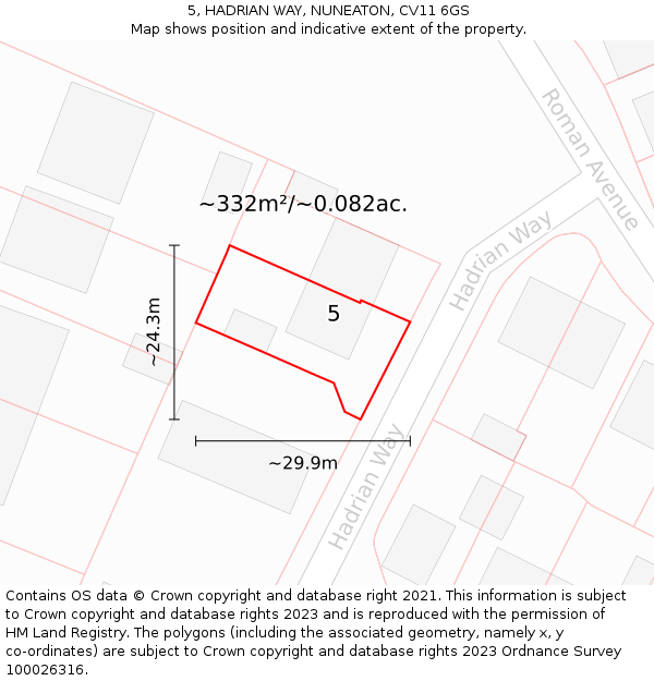 5, HADRIAN WAY, NUNEATON, CV11 6GS: Plot and title map