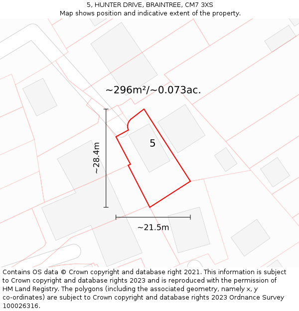 5, HUNTER DRIVE, BRAINTREE, CM7 3XS: Plot and title map