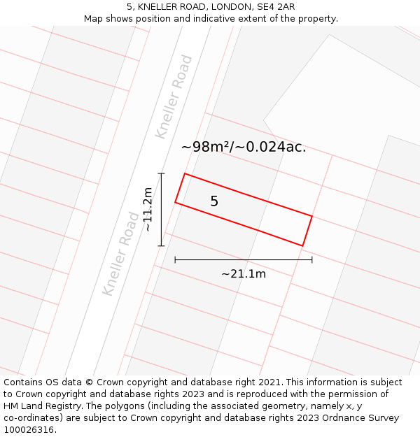 5, KNELLER ROAD, LONDON, SE4 2AR: Plot and title map