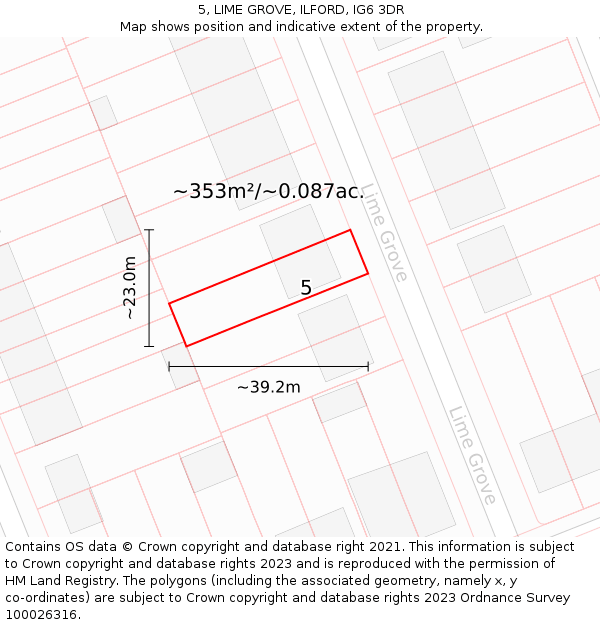 5, LIME GROVE, ILFORD, IG6 3DR: Plot and title map