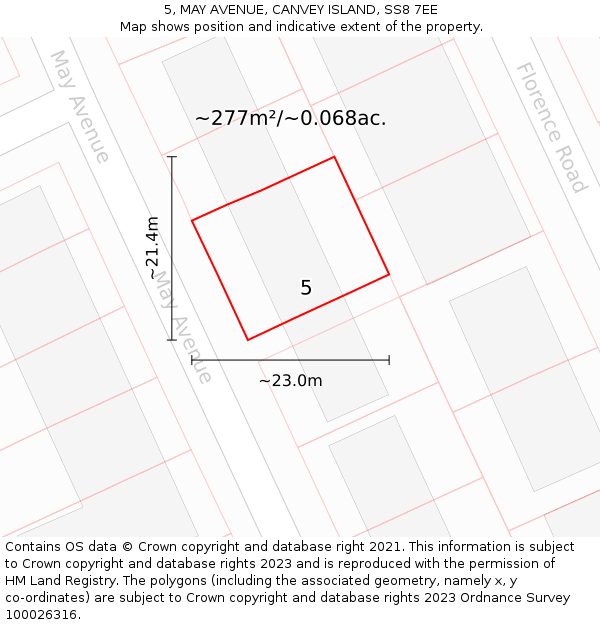 5, MAY AVENUE, CANVEY ISLAND, SS8 7EE: Plot and title map