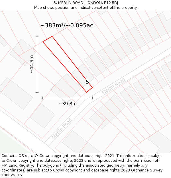 5, MERLIN ROAD, LONDON, E12 5DJ: Plot and title map