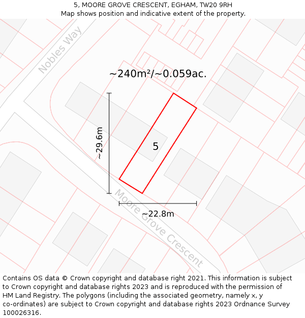 5, MOORE GROVE CRESCENT, EGHAM, TW20 9RH: Plot and title map