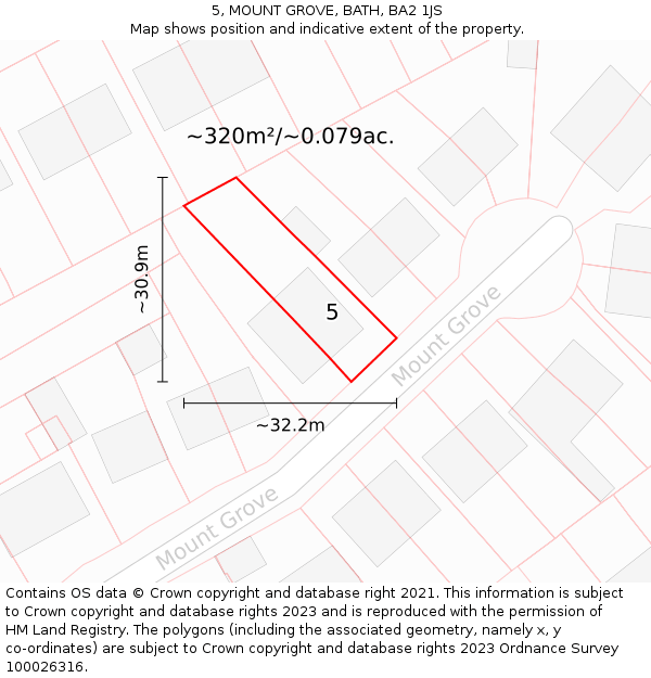 5, MOUNT GROVE, BATH, BA2 1JS: Plot and title map