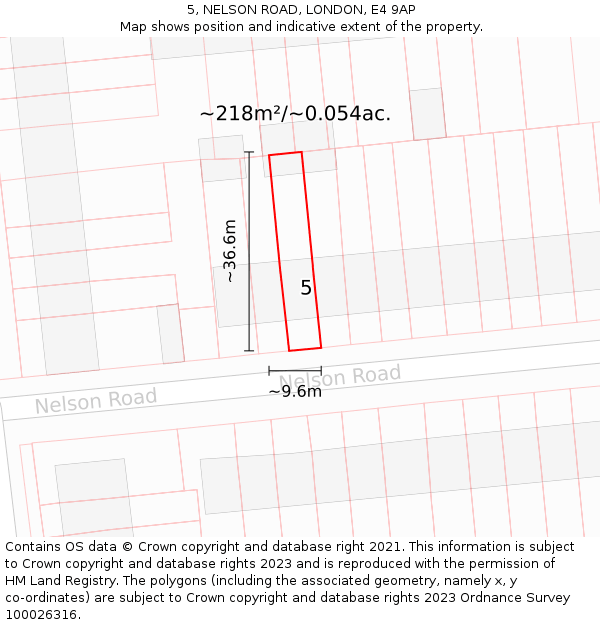 5, NELSON ROAD, LONDON, E4 9AP: Plot and title map