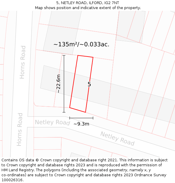 5, NETLEY ROAD, ILFORD, IG2 7NT: Plot and title map