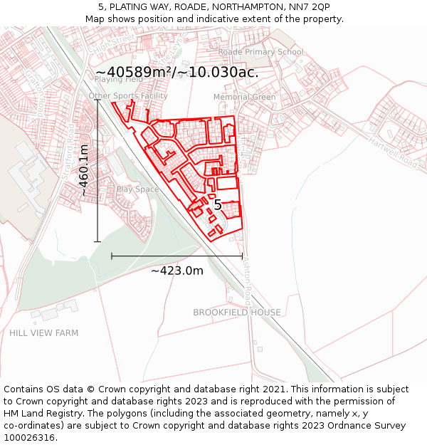 5, PLATING WAY, ROADE, NORTHAMPTON, NN7 2QP: Plot and title map