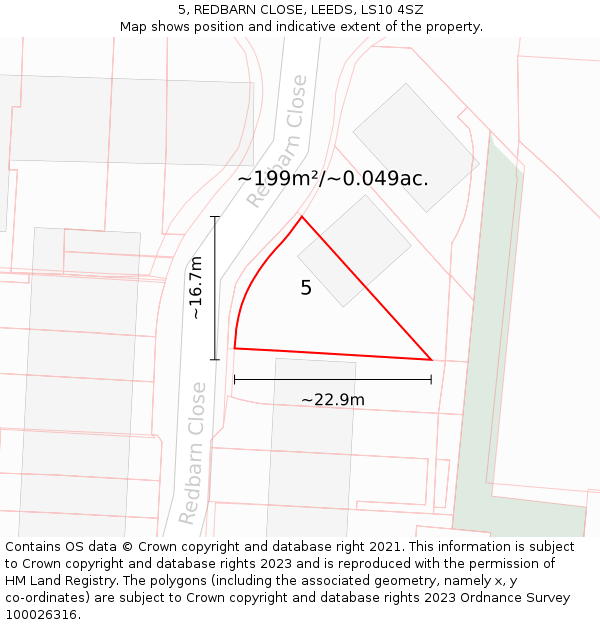 5, REDBARN CLOSE, LEEDS, LS10 4SZ: Plot and title map