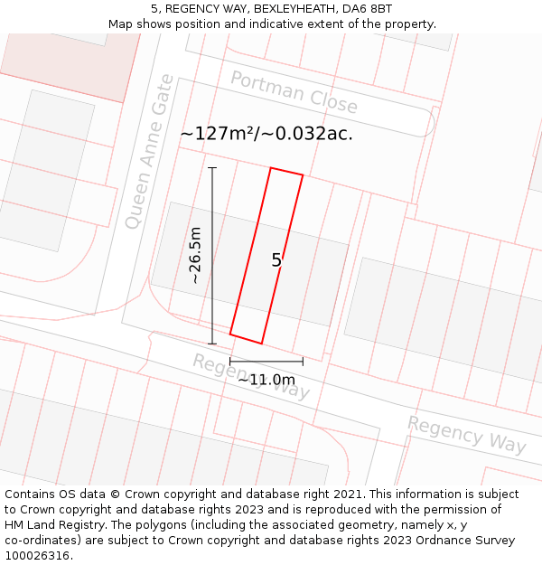 5, REGENCY WAY, BEXLEYHEATH, DA6 8BT: Plot and title map