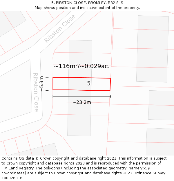 5, RIBSTON CLOSE, BROMLEY, BR2 8LS: Plot and title map