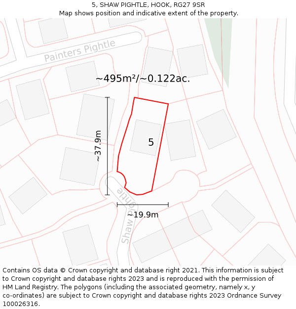5, SHAW PIGHTLE, HOOK, RG27 9SR: Plot and title map