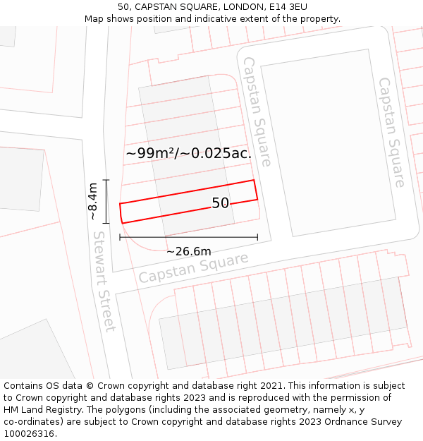 50, CAPSTAN SQUARE, LONDON, E14 3EU: Plot and title map