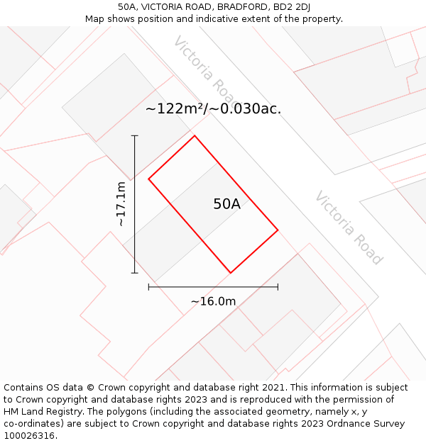 50A, VICTORIA ROAD, BRADFORD, BD2 2DJ: Plot and title map