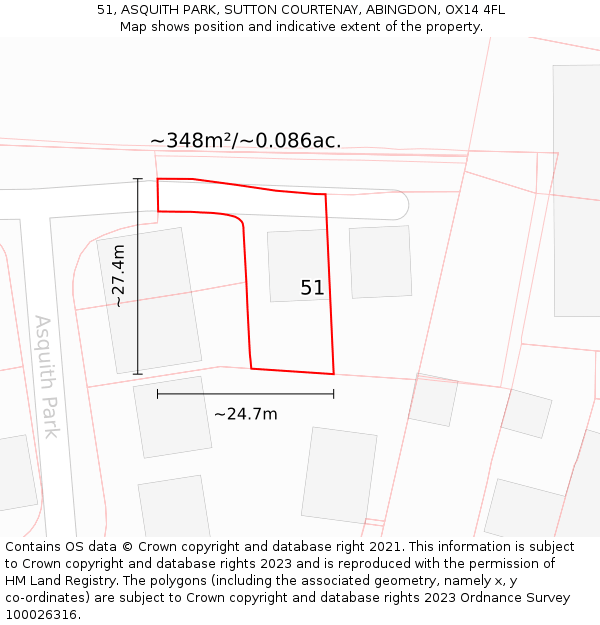 51, ASQUITH PARK, SUTTON COURTENAY, ABINGDON, OX14 4FL: Plot and title map