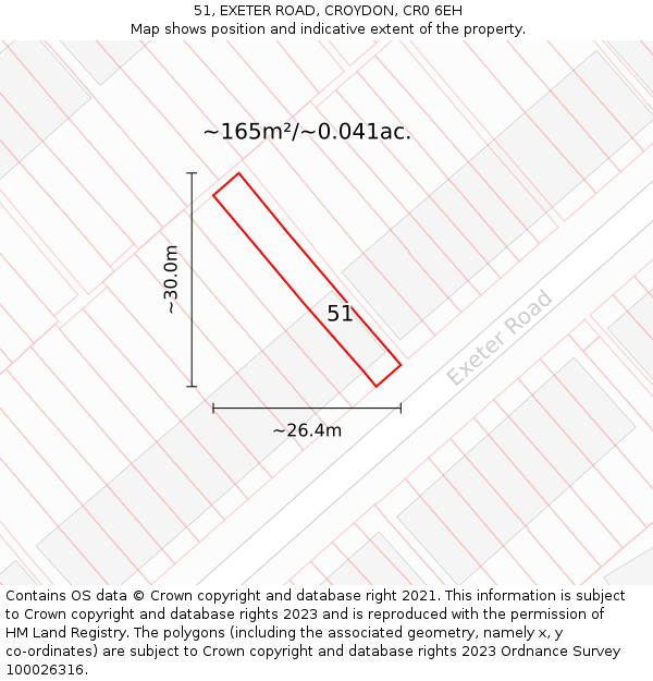51, EXETER ROAD, CROYDON, CR0 6EH: Plot and title map