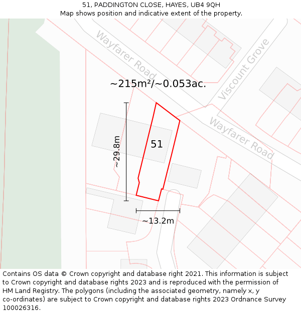 51, PADDINGTON CLOSE, HAYES, UB4 9QH: Plot and title map