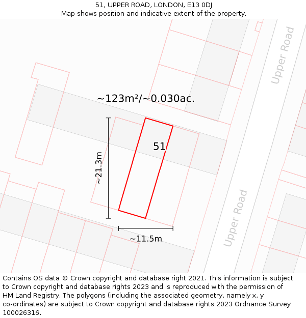 51, UPPER ROAD, LONDON, E13 0DJ: Plot and title map