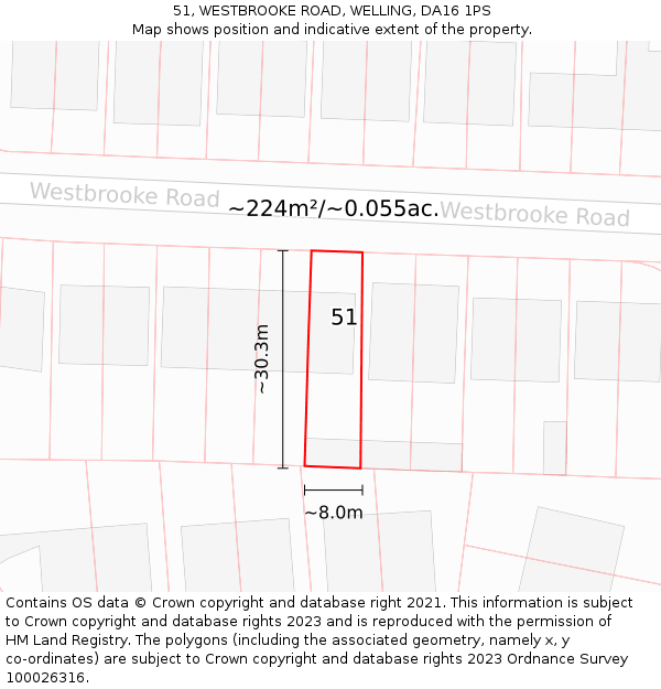 51, WESTBROOKE ROAD, WELLING, DA16 1PS: Plot and title map