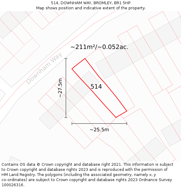 514, DOWNHAM WAY, BROMLEY, BR1 5HP: Plot and title map