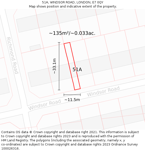 51A, WINDSOR ROAD, LONDON, E7 0QY: Plot and title map