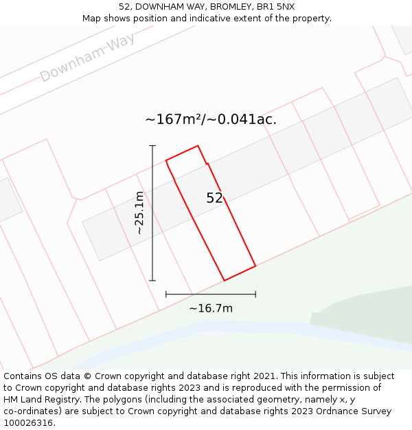 52, DOWNHAM WAY, BROMLEY, BR1 5NX: Plot and title map