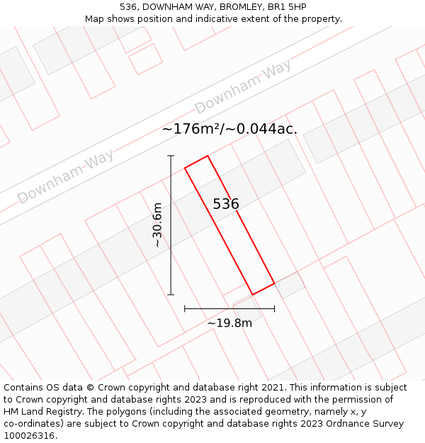 536, DOWNHAM WAY, BROMLEY, BR1 5HP: Plot and title map