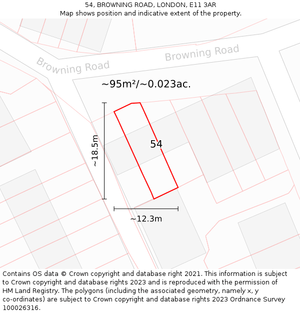 54, BROWNING ROAD, LONDON, E11 3AR: Plot and title map