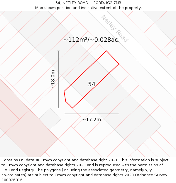 54, NETLEY ROAD, ILFORD, IG2 7NR: Plot and title map