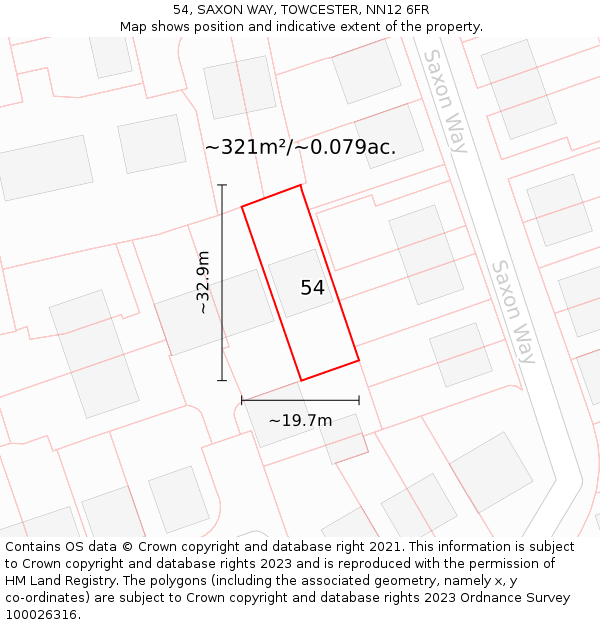 54, SAXON WAY, TOWCESTER, NN12 6FR: Plot and title map