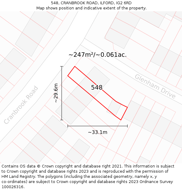 548, CRANBROOK ROAD, ILFORD, IG2 6RD: Plot and title map