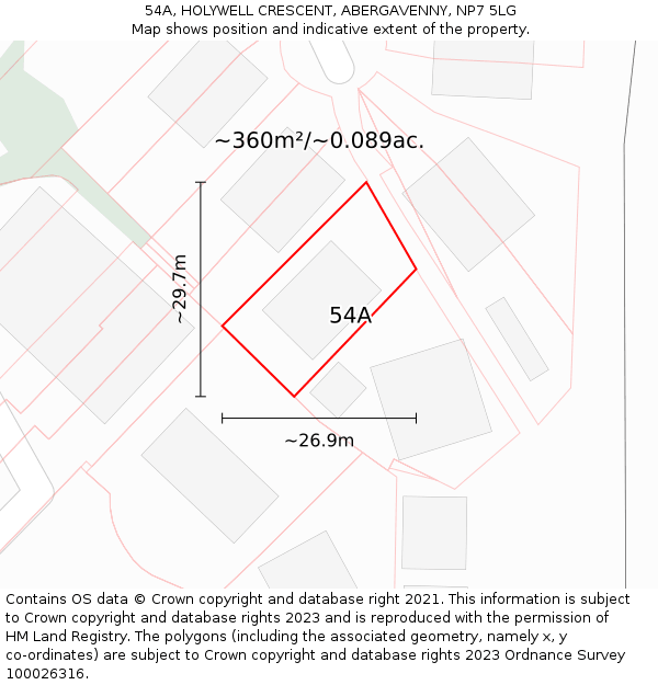 54A, HOLYWELL CRESCENT, ABERGAVENNY, NP7 5LG: Plot and title map