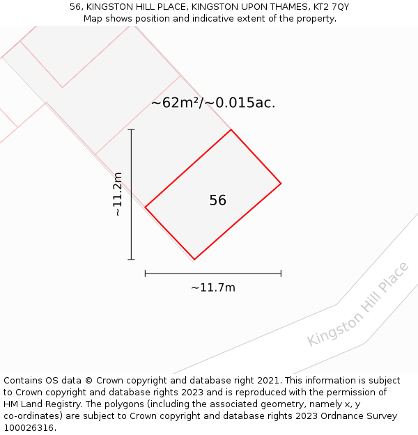 56, KINGSTON HILL PLACE, KINGSTON UPON THAMES, KT2 7QY: Plot and title map