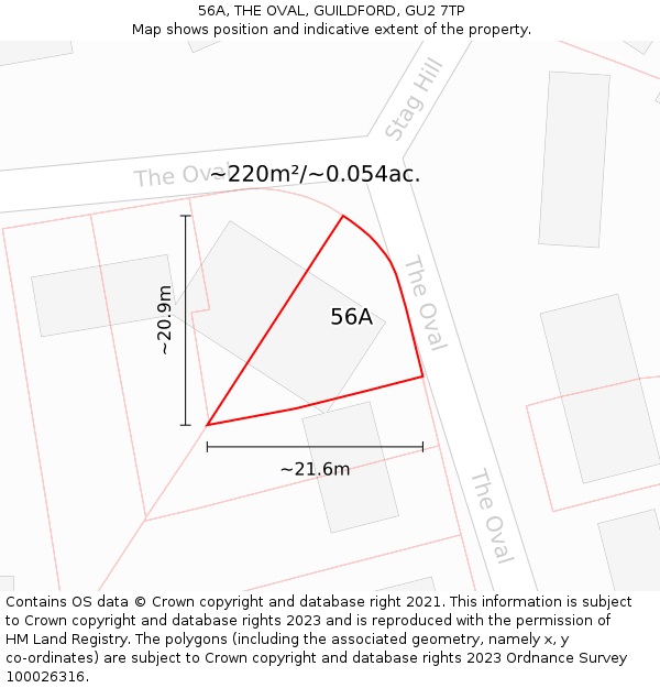 56A, THE OVAL, GUILDFORD, GU2 7TP: Plot and title map