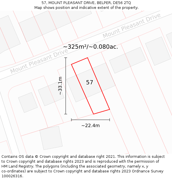 57, MOUNT PLEASANT DRIVE, BELPER, DE56 2TQ: Plot and title map