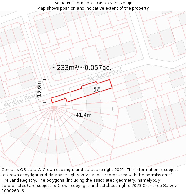 58, KENTLEA ROAD, LONDON, SE28 0JP: Plot and title map