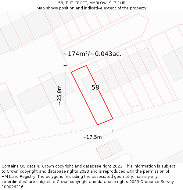 58, THE CROFT, MARLOW, SL7 1UR: Plot and title map