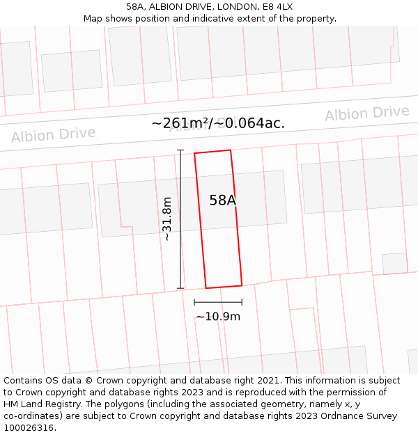 58A, ALBION DRIVE, LONDON, E8 4LX: Plot and title map