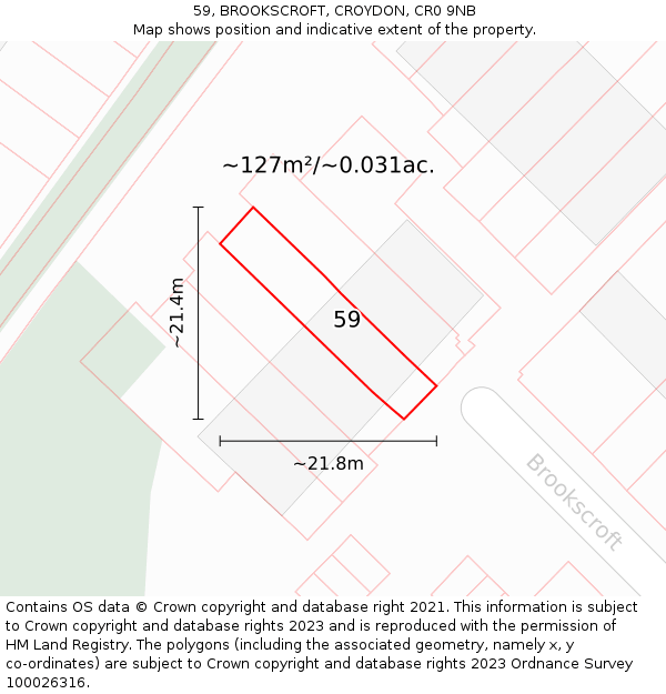 59, BROOKSCROFT, CROYDON, CR0 9NB: Plot and title map
