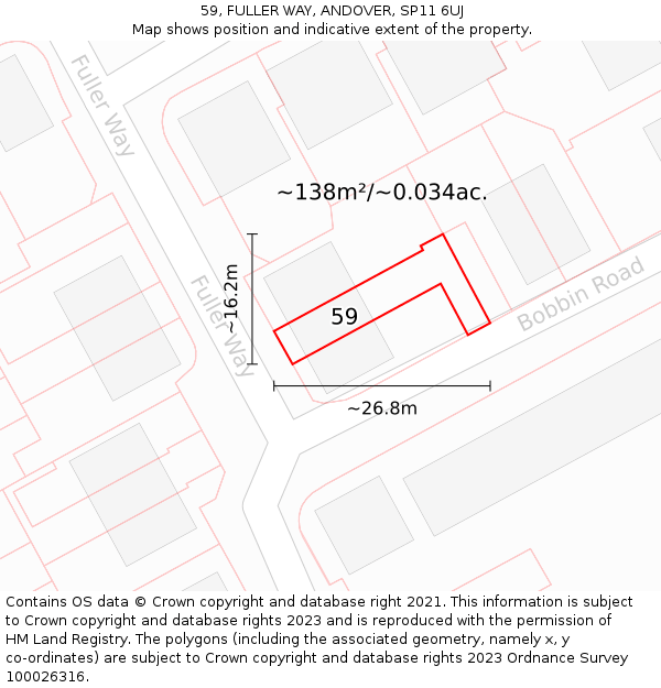 59, FULLER WAY, ANDOVER, SP11 6UJ: Plot and title map