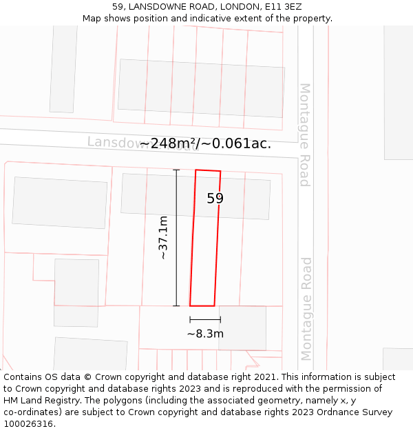 59, LANSDOWNE ROAD, LONDON, E11 3EZ: Plot and title map