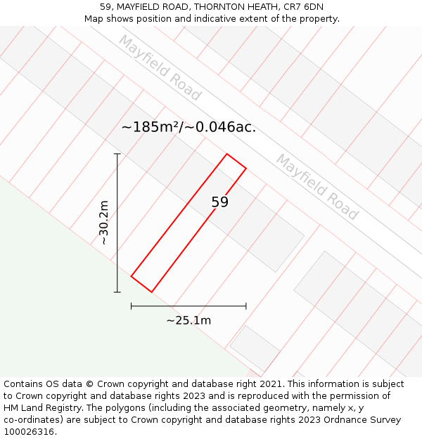 59, MAYFIELD ROAD, THORNTON HEATH, CR7 6DN: Plot and title map
