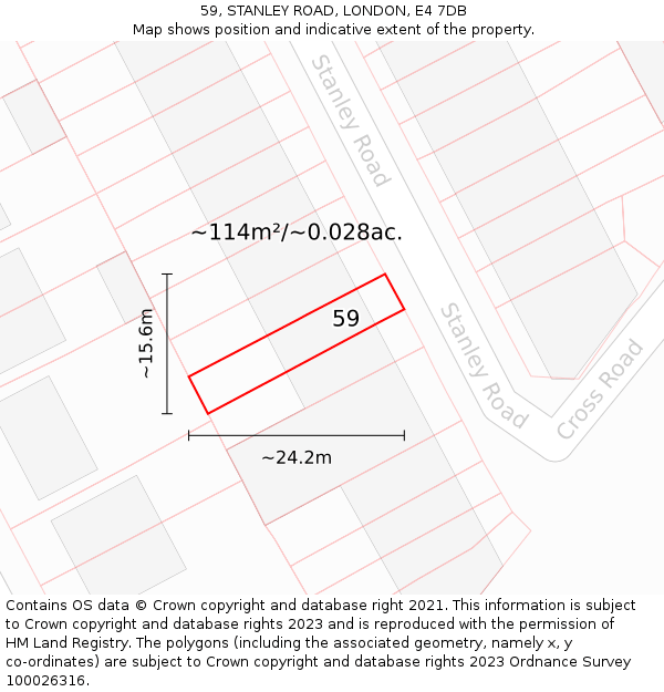 59, STANLEY ROAD, LONDON, E4 7DB: Plot and title map