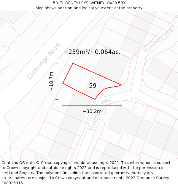 59, THORNEY LEYS, WITNEY, OX28 5BX: Plot and title map