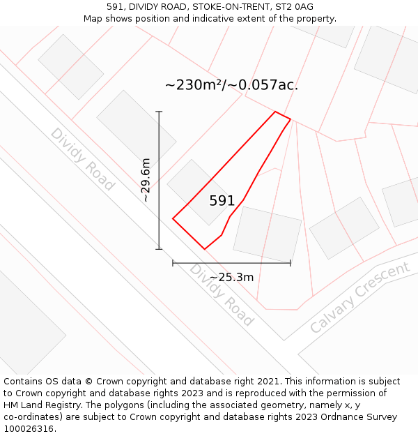 591, DIVIDY ROAD, STOKE-ON-TRENT, ST2 0AG: Plot and title map