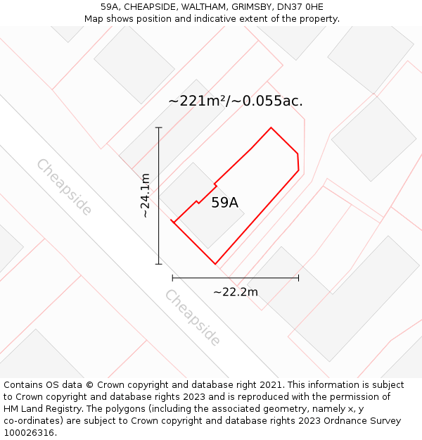 59A, CHEAPSIDE, WALTHAM, GRIMSBY, DN37 0HE: Plot and title map
